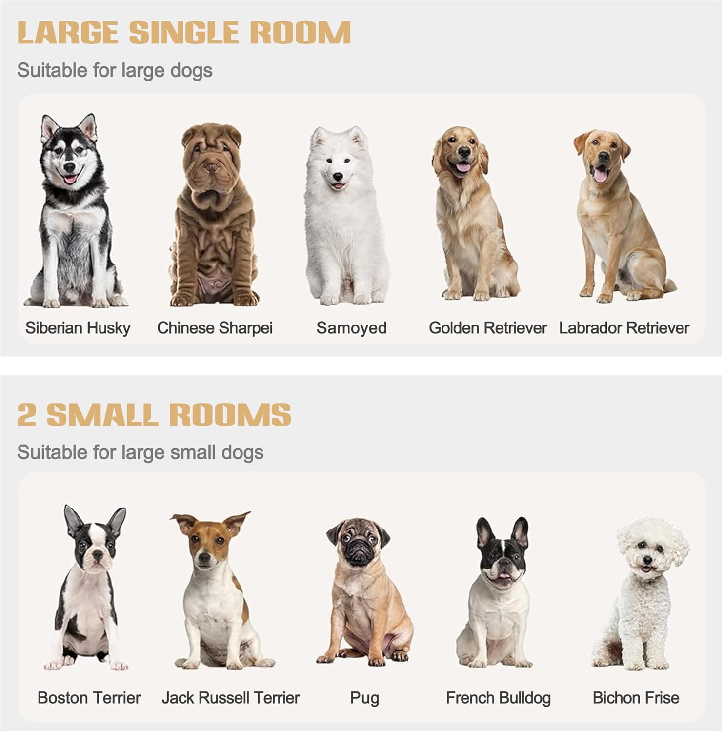 Sunseen Dog Crate Furniture with Divider,Wooden Dog Kennel End Table,Large Breed Dog House Indoor for One Large Dog or Two Small Dogs,Double Doors,47''W*24''D*35''H,White