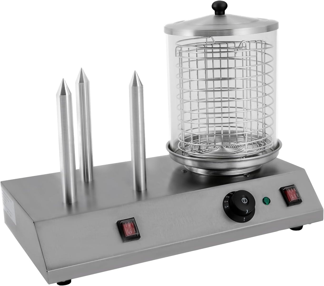 Electric Hot Dog Steamer & Bun Warmer Steamer Stainless Steel Portable Commercial Hot Dog Machine with Bun Warmer for Hot Dogs Sausages 86-230℉ 19.72x10.94x14.57in