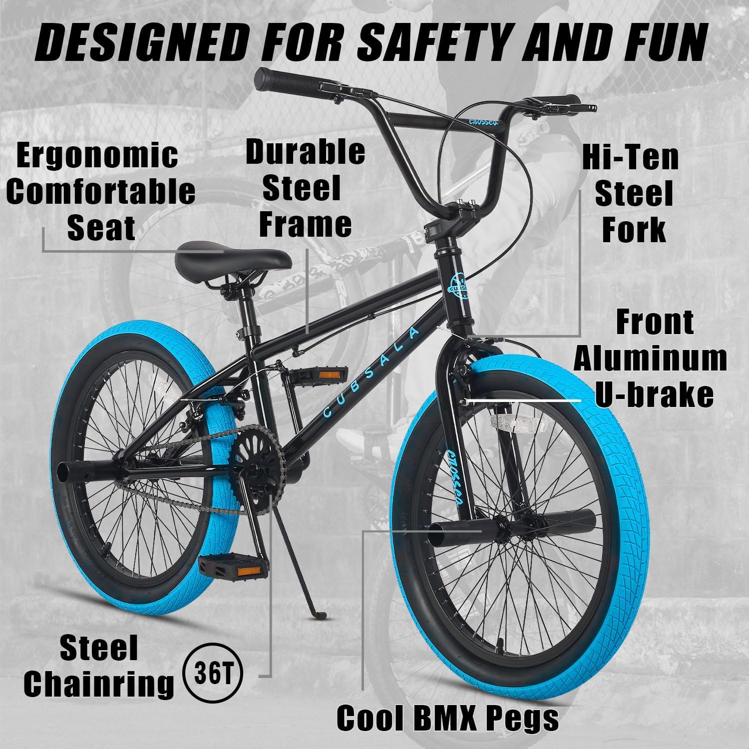 Crossea 18 20 Inch Freestyle BMX Bike for Over 5 Years Old Kids and Beginner-Level Rider, Multiple Colors