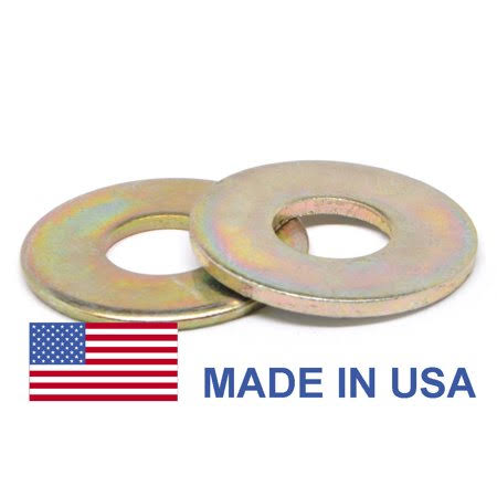 Asmc Industrial 7/8 inch Grade 8 Flat Washer SAE Pattern - USA Medium Carbon Steel Yellow Zinc Plated Pk 50