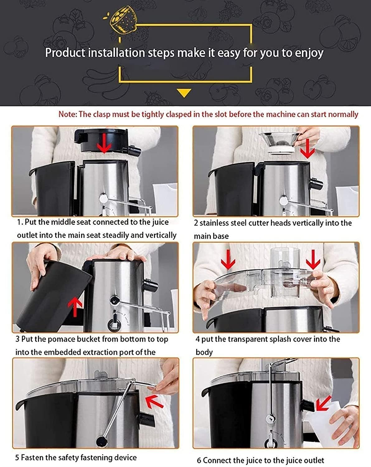 Juicer Juicer Machine Wide 3” Feed Chute Juice Extractor Easy to Clean, Fruit Juicer with Pulse Function and Multi Speed control, Anti-drip, Stainless Steel BPA-Free