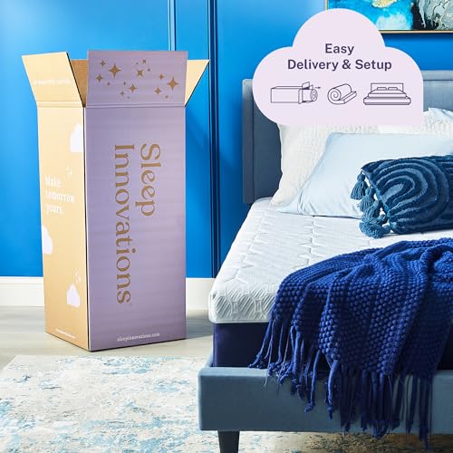 Sleep Innovations Ellis 12 Inch Advanced Cooling Gel Plus Memory Foam Mattress with Dual Cool Cover, Twin Size, Bed in a Box, Soothing Medium Support