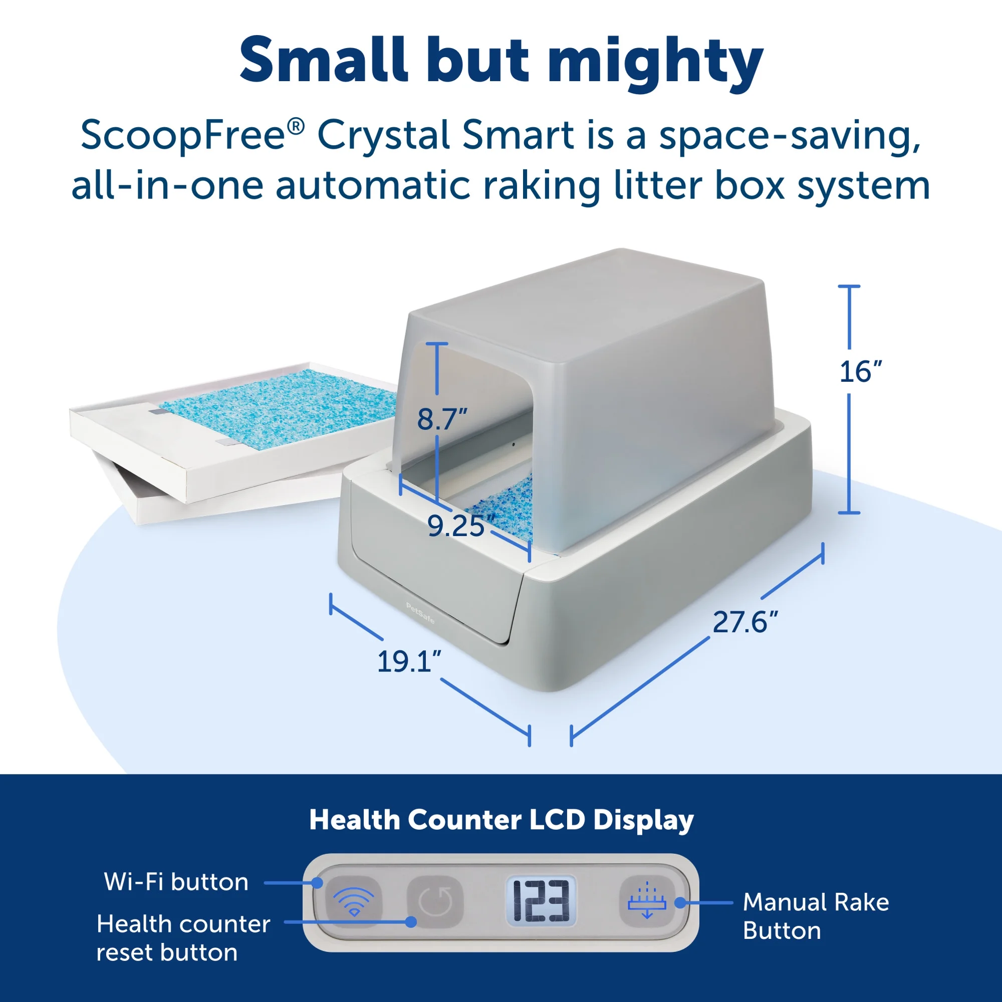 PetSafe ScoopFree Crystal Smart Front-Entry Self-Cleaning Cat Litter Box, Phone App Connected, Gray