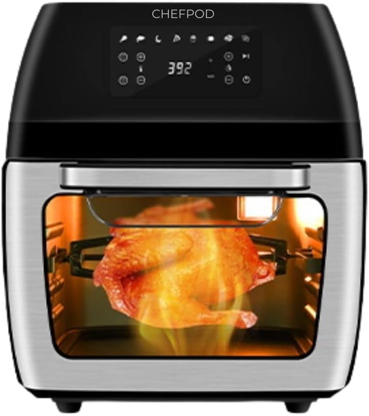 Air Fryer Oven Foodi 8-in-1 Smart Cooking Presets for Baking, Roasting, Dehydrating, BBQ and Rotisserie Chicken. 12.7 Quartz Capacity For Family With Digital Touchscreen Hot Oven Cooker. 18 Accessories Included With Air Fryer Oven | Black / Stainless