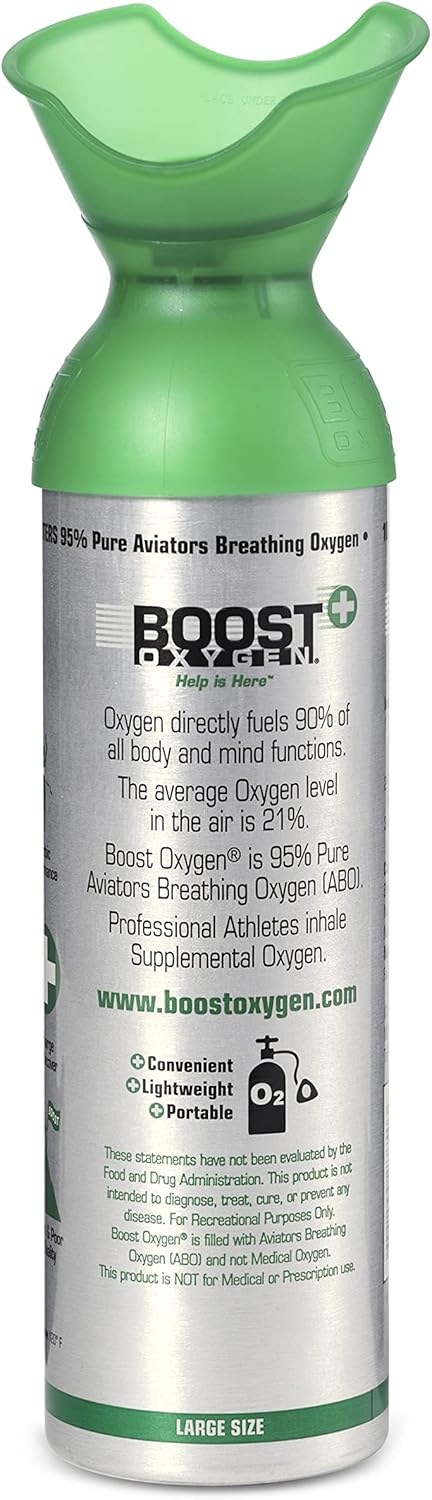 Boost Oxygen Large Natural 10 Liter Canister | Respiratory Support for Aerobic Recovery, Altitude, Performance and Health (7 Pack)