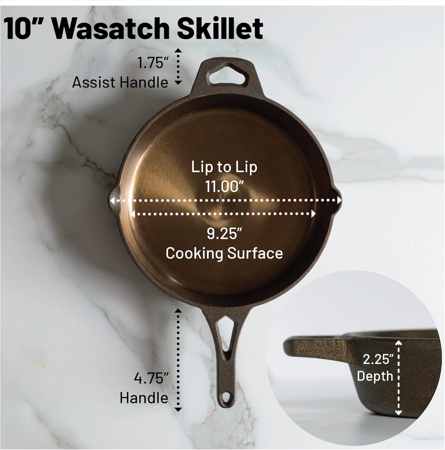 Backcountry Iron Round Wasatch Smooth Cast Iron Skillet (10 Inch)