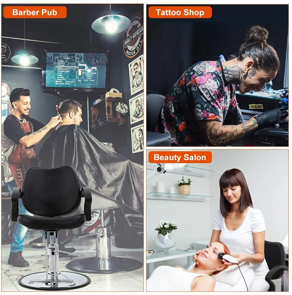 Dkeli Hair Styling Chair Barber Chair Salon Chairs for Hair Stylist Hydraulic Chair 360° Rolling Swivel Styling Chair with Footrest for Hair Stylist, Black