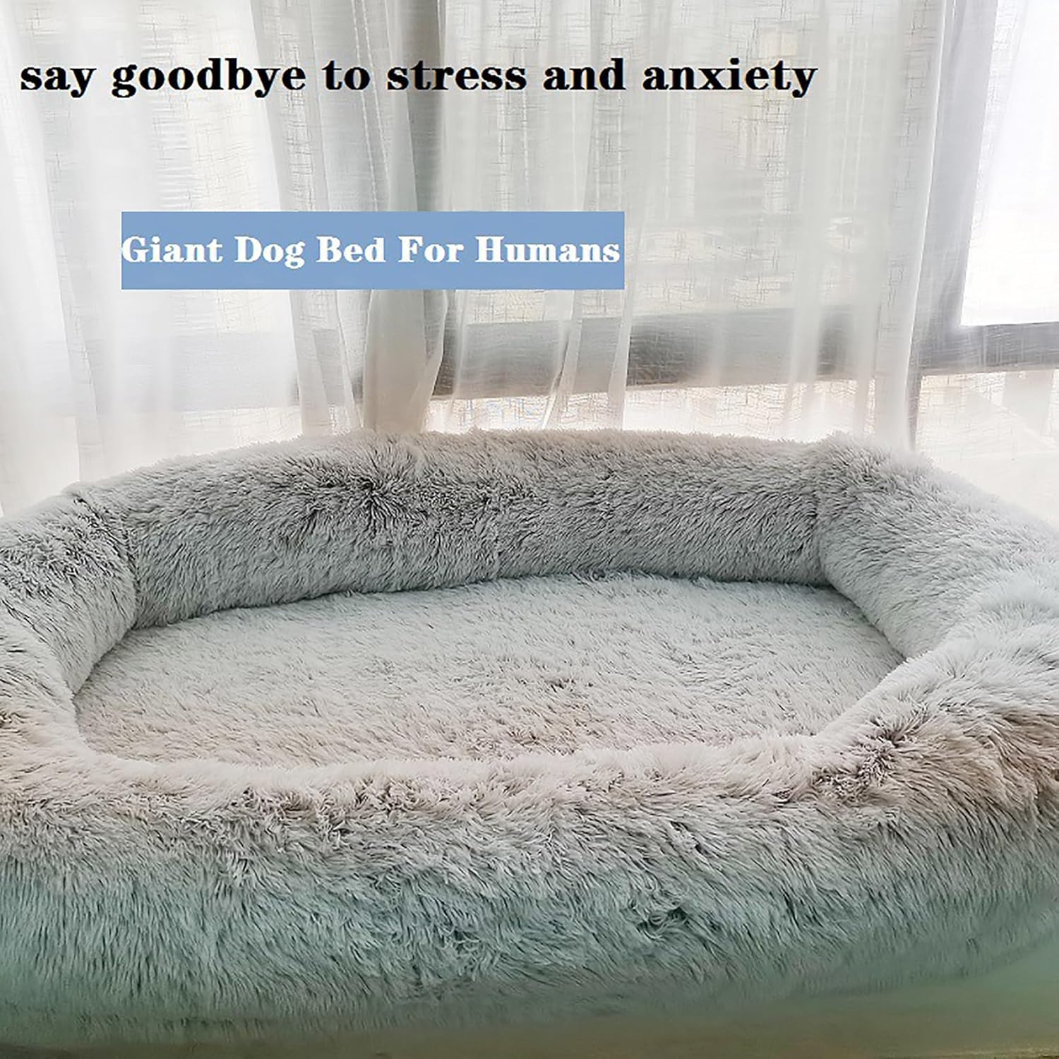Warm & Comfortable Human Sized Dog Bed | Human Dog Bed for Adults & Furry Friends | Bean Bag Dog Bed | Human Size Dog Bed for Adults | Giant Dog Bed for Humans & Pets | Detachable Couch Washable Gray
