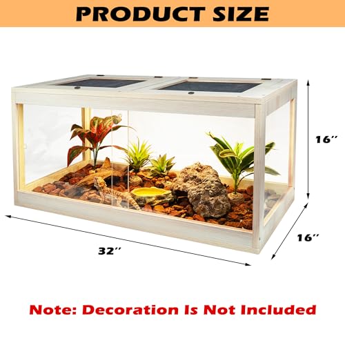 34 Gallon Reptile Terrarium Tank 32 Inch Lizard Tank Bearded Dragon Tank with Metal Mesh Roof Door, Snake Tank with Lock Design