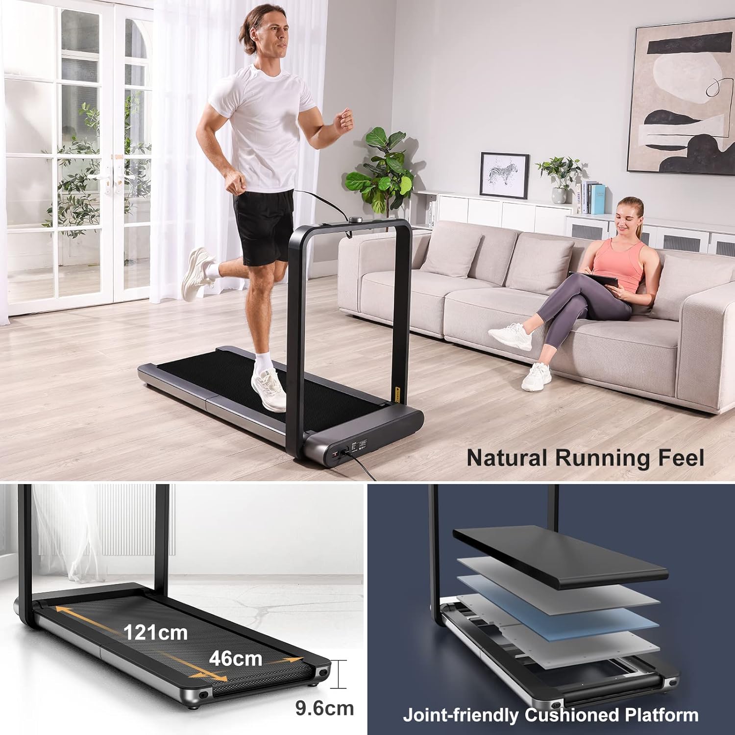 WALKINGPAD X21 Foldable Treadmill Smart Double Folding Walking Pad and Running Machine Fitness Exercise Gym Alternative 1.0-7.5MPH Support NFC LED Display Black
