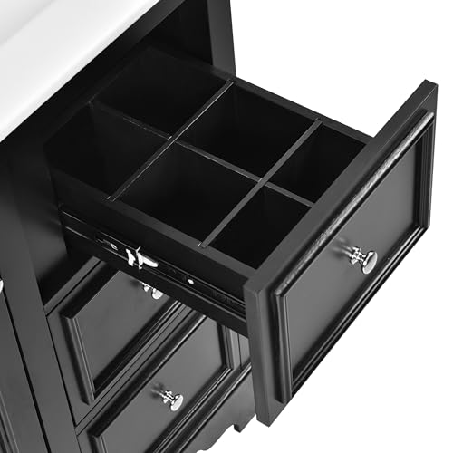 30" Modern Bathroom Vanity with Sink Combo Set, Solid Wood Frame Bathroom Storage Cabinet with 3 Drawers and a Soft Closing Door, Green