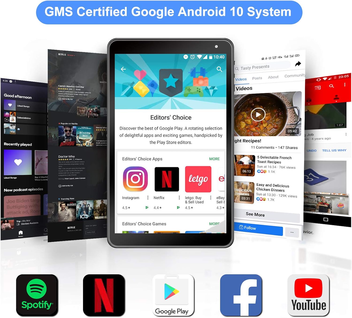 Tablet 10.1 inch Android Tablet AWOW, 1.5GHz Quad Core, 2GB RAM, 32GB ROM, 1280 x 800 HD IPS, 0.3MP & 2MP Camera, Android 10 GO, 2.4G WiFi, Bluetooth 4.0, Micro USB2.0, 5000mAh Battery Capacity