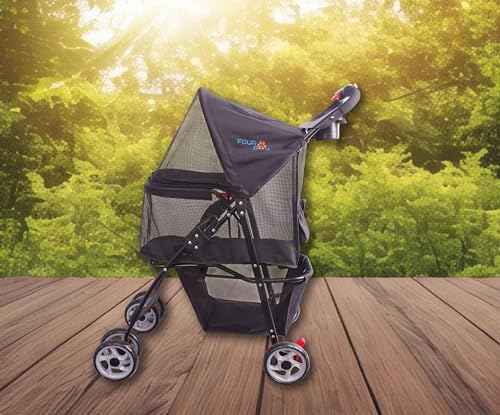 Pet Stroller Up to 55lbs Folding Lightweight Dog Stroller Cat Travel Stroller, 600D Linen Waterproof Breathable, 360° cardan Wheel, 3-in-1 Jogger Stroller for Medium Small Dogs with Basket