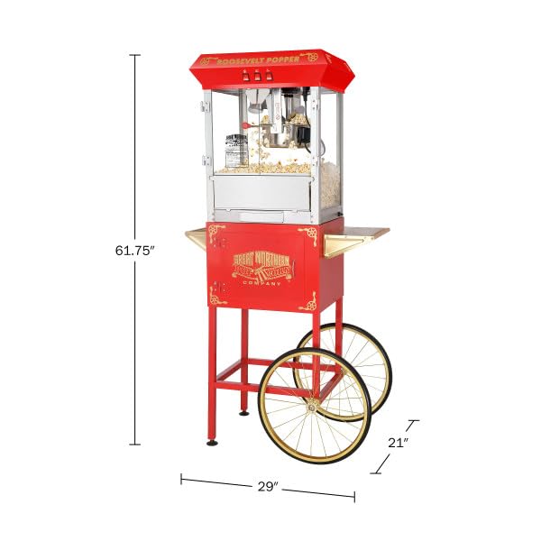 6010 Great Northern Red 8oz Roosevelt Antique Countertop Style Popcorn Popper Machine