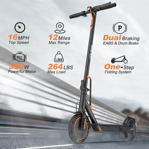 VOLPAM Electric Scooter, 350W/500W, 8.5/10 Tires, 12/21/28 Miles Range, 16/19/22Mph, Folding E-Scooter with Dual Braking
