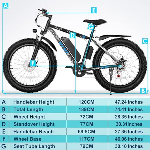Vivi Electric Bike 26" x 4.0 Fat Tire Electric Bicycle, Peak 1000W Electric Mountain Bike, 25MPH Ebikes for Adults with 48V 13AH Removable Lithium-Ion Battery, Up to 60 Miles,UL 2849 Certified