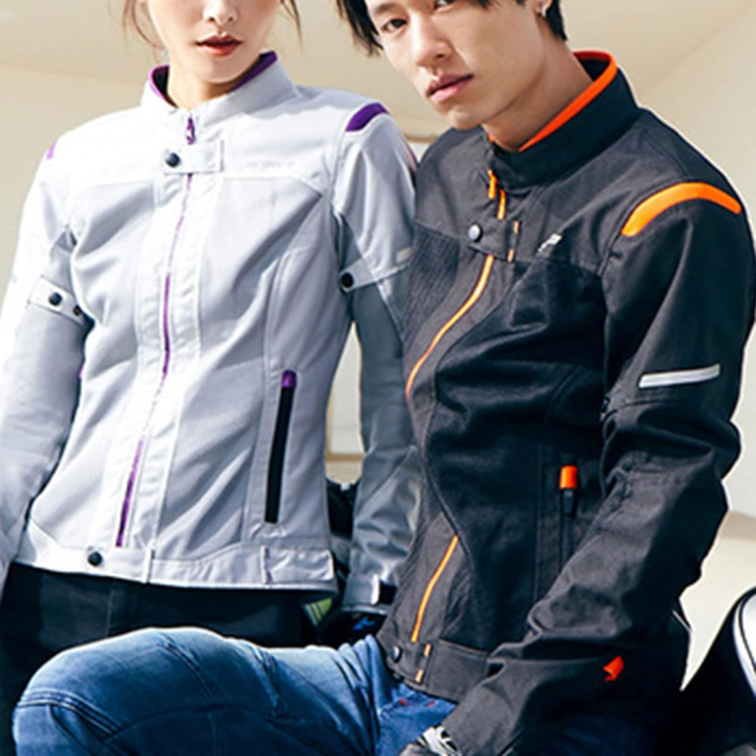 Motorcycle Jacket Motorbike Riding Jacket Windproof Motorcycle Full Body Protective Gear Armor Autumn Winter Moto Clothing,Orange,M