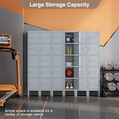 Metal Storage Locker, Metal Locker with 3 Doors, 66" Tall Steel Storage Lockers for Employees, Locker Storage Cabinets Organizer for School, Gym, Home Office, Staff