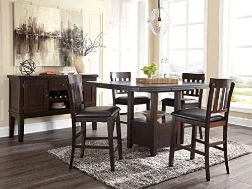 haddigan traditional rectangular 36" counter height dining extension table, dark brown