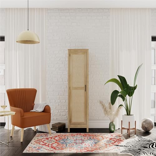 Ameriwood Home Wimberly Tall Cabinet, 1-Door, Black Oak