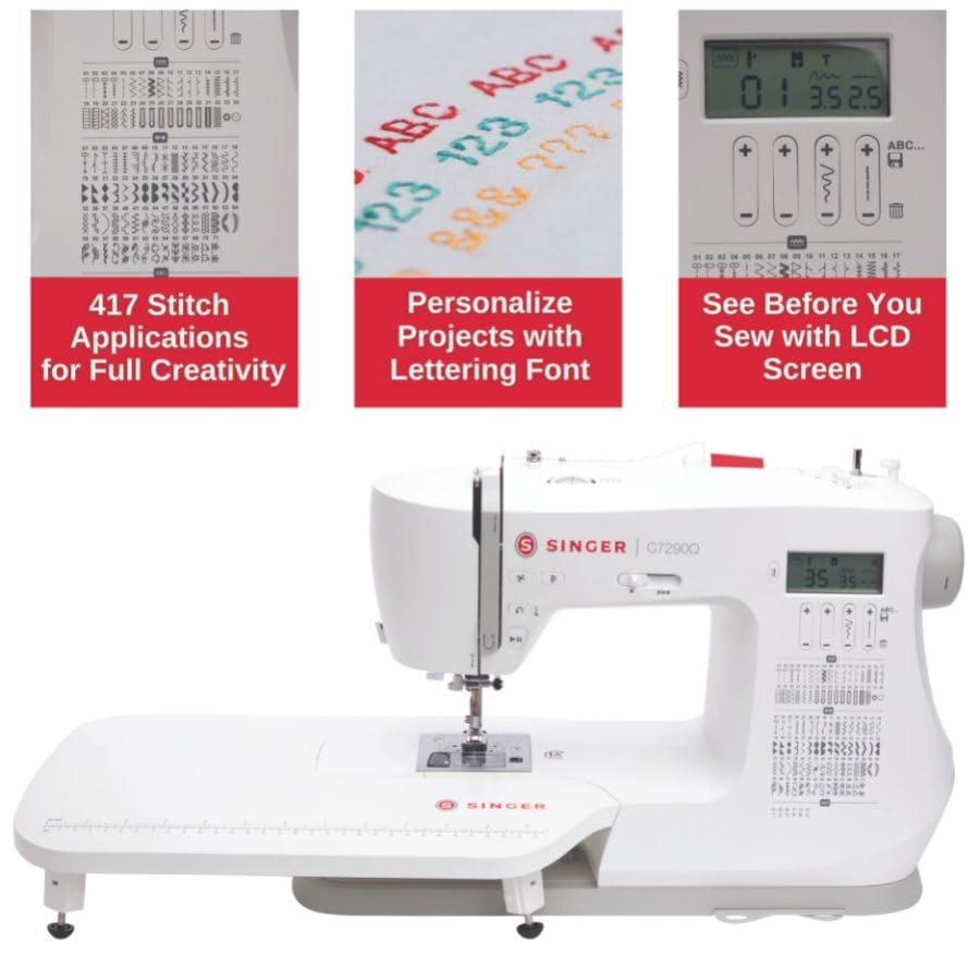 SINGER Quantum Stylist 9960 Computerized Sewing & Quilting Machine with Extension Table, Hard Case & Accessories | 600 Stitches, Lettering, LED Light, 1-Step Buttonhole & High-End Touch Controls