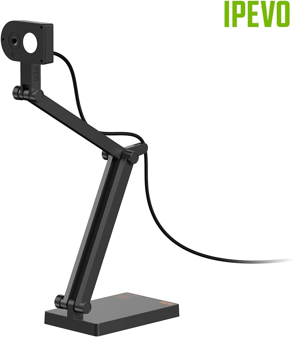 IPEVO V4K PRO Ultra HD USB Document Camera with AI-Enhanced Mic, for Classroom visualization, Online Teaching, Work from Home, Streaming, with Noise Cancellation for Clear Voice