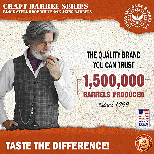 2 Liter Oak Aging Barrel with Wood Stand, Bung & Spigot - Mini Whiskey Barrels for The Home Alcohol Distiller, Moonshiner & Winemaker - Age Cocktails, Bourbon, Whisky, Tequila, Rum, Mead Wine (2L)