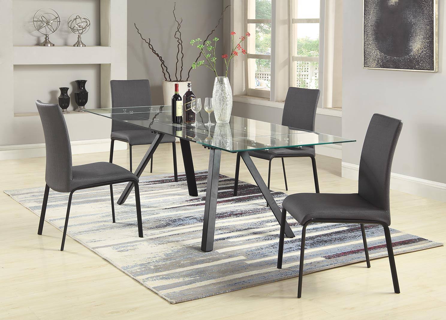 Chintaly AIDA-DT Contemporary Extendable Rectangular Glass Dining Table in