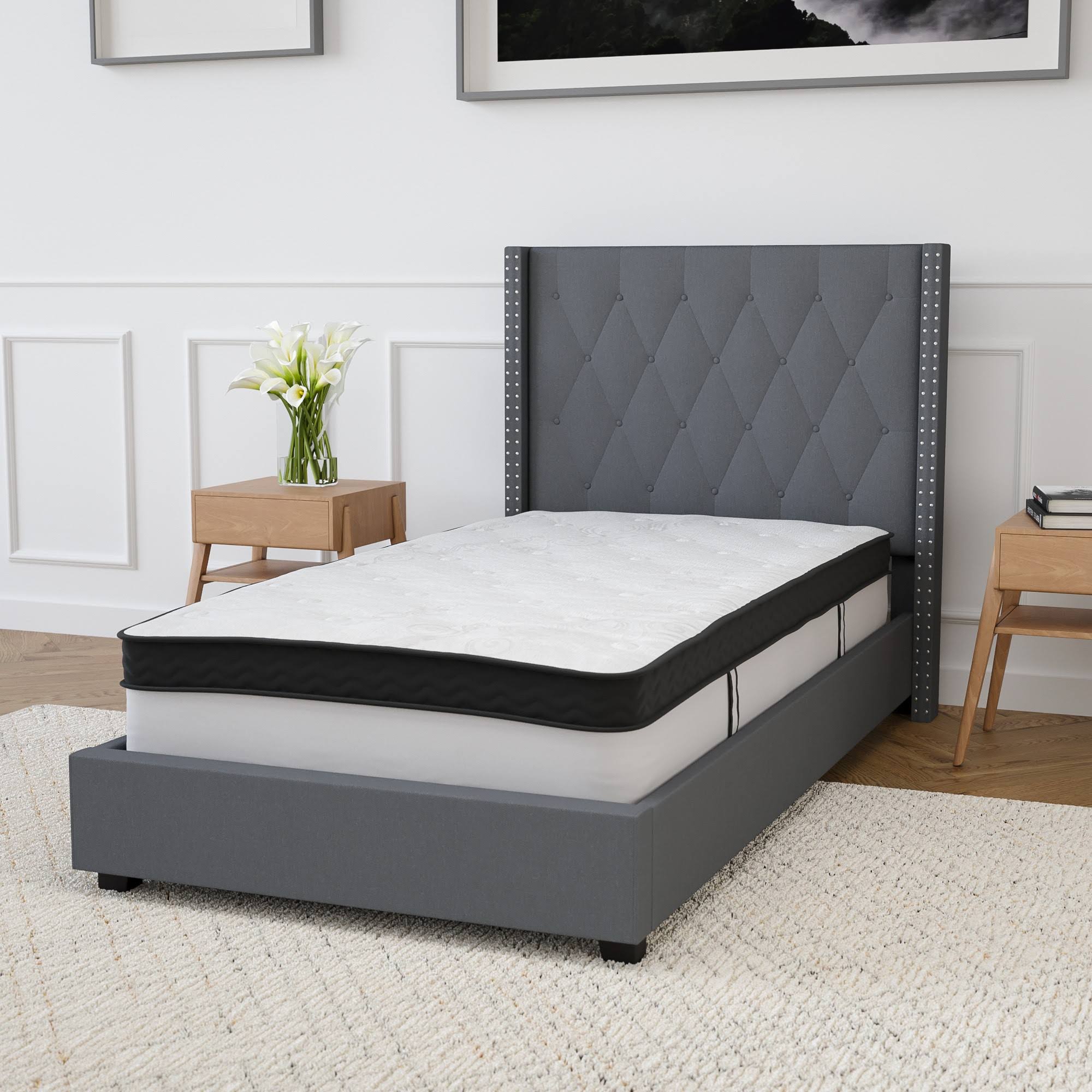 Merrick Lane 12 inch Twin Hybrid Pocket Spring u0026 CertiPUR-US Certified Memory Foam Mattress