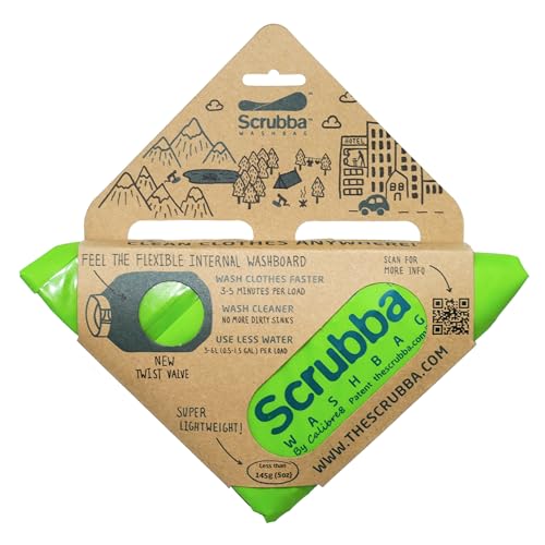 Scrubba Wash Bag Portable Washing Machine - Lightweight Manual Washing Machine for Travel, Camping, Laundry, Baby Clothes - Travel Essentials, Gift - use with Laundry Detergent/Sheets - 5.3 oz.