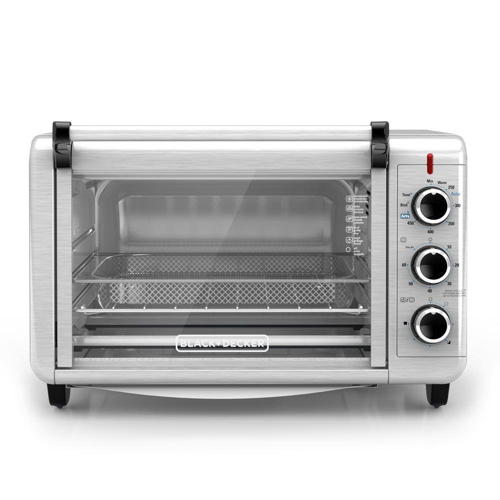 Black+decker Crisp &n Bake 1500 W 6-Slice Stainless Steel Toaster Oven, Silver TO3215SS