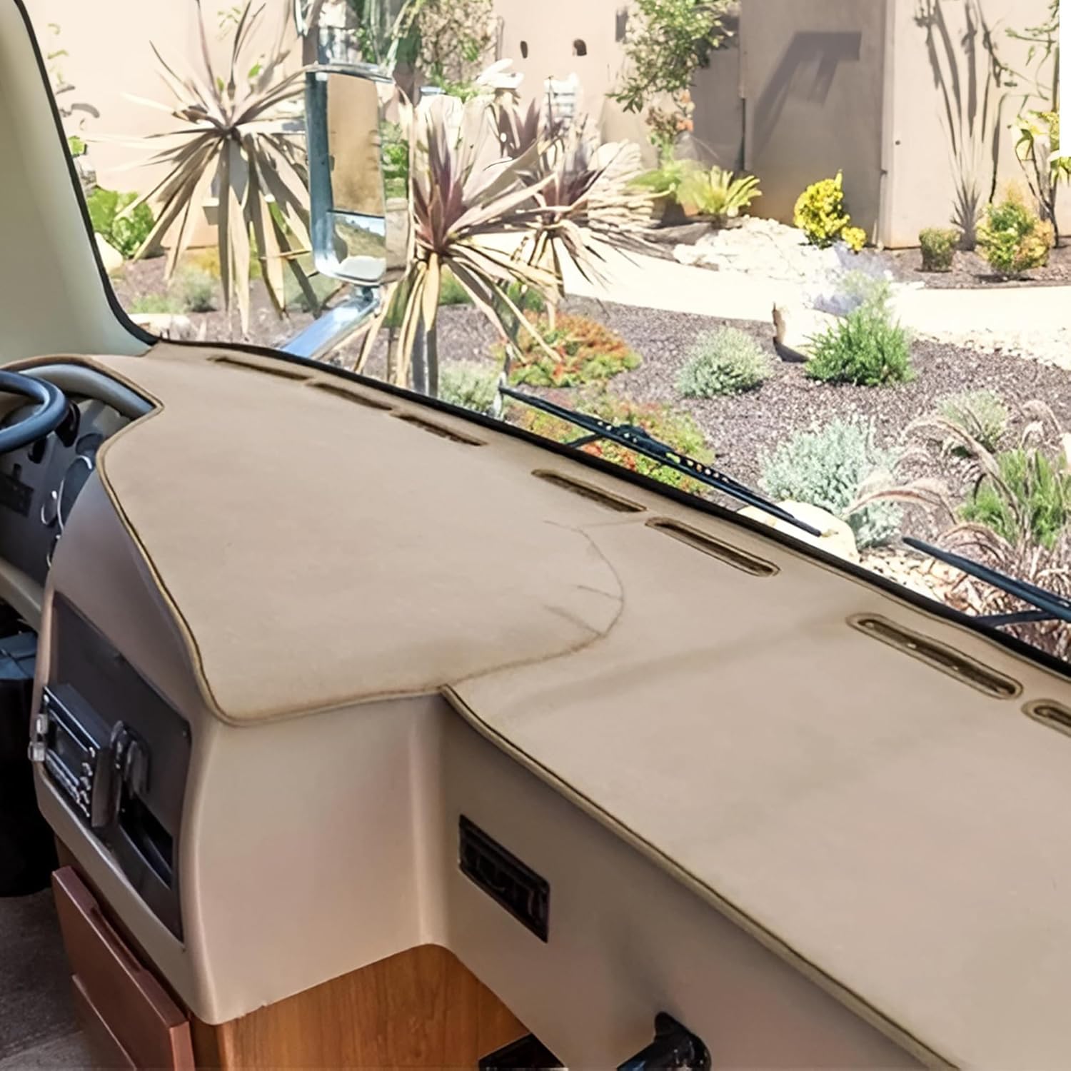 ShurGrip Premium Dash Cover for RV & Motorhome | Non-Slip, Luxurious Dashboard Velour Fabric |Reduce Windshield Glare| Pet-Proof & Custom-Fit | Black & Tan Options