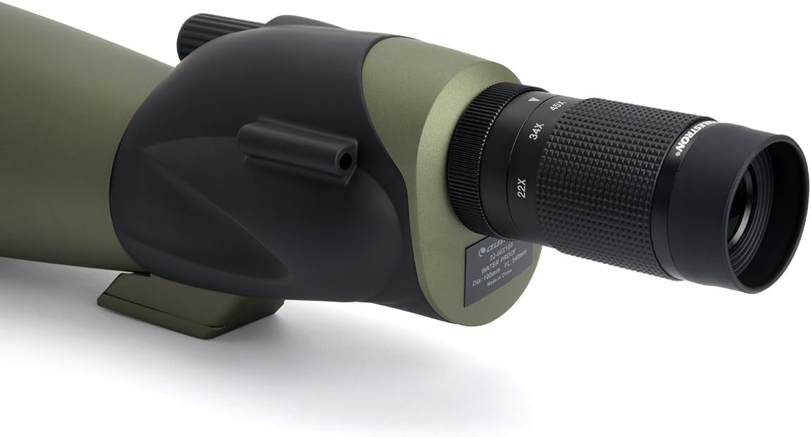 Celestron – Ultima 100 Angled Spotting Scope – 22 to 66x100mm Zoom Eyepiece – Multi-Coated Optics for Bird Watching, Wildlife, Scenery and Hunting – Waterproof & Fogproof– Includes Soft Carrying Case