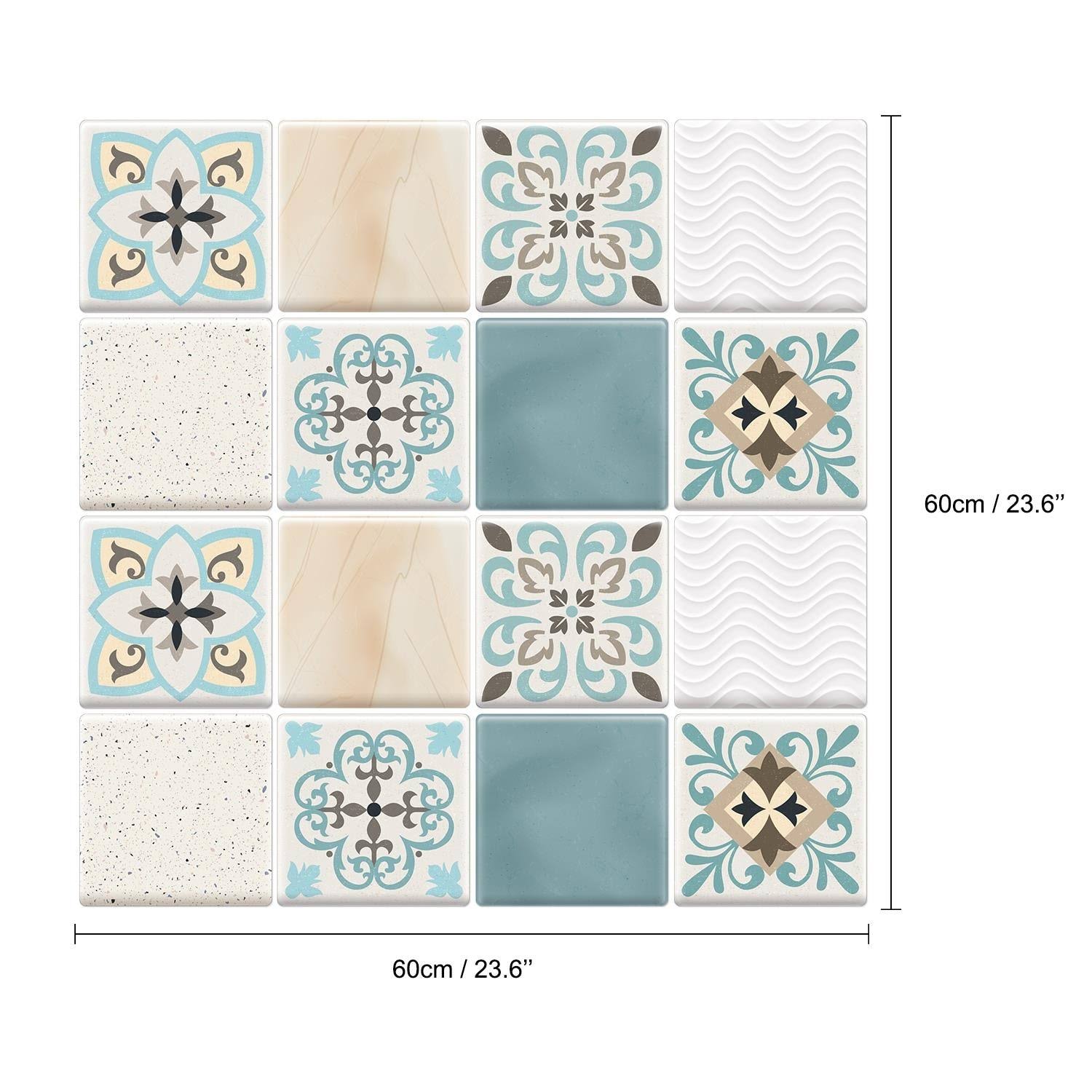 Walplus 3D Sticker Tile Splashbacks Mosaics Peel and Stick Kitchen Backsplash - 32pcs - Limestone Spanish