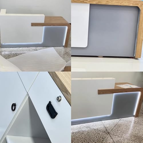 Reception Desk with Counter,Open Front Desk Reception Counter with Lockable Drawer & Door Cabinet, Salon Reception Modern Large Counter Table for Store Shop Office,B,L 120cm/47in