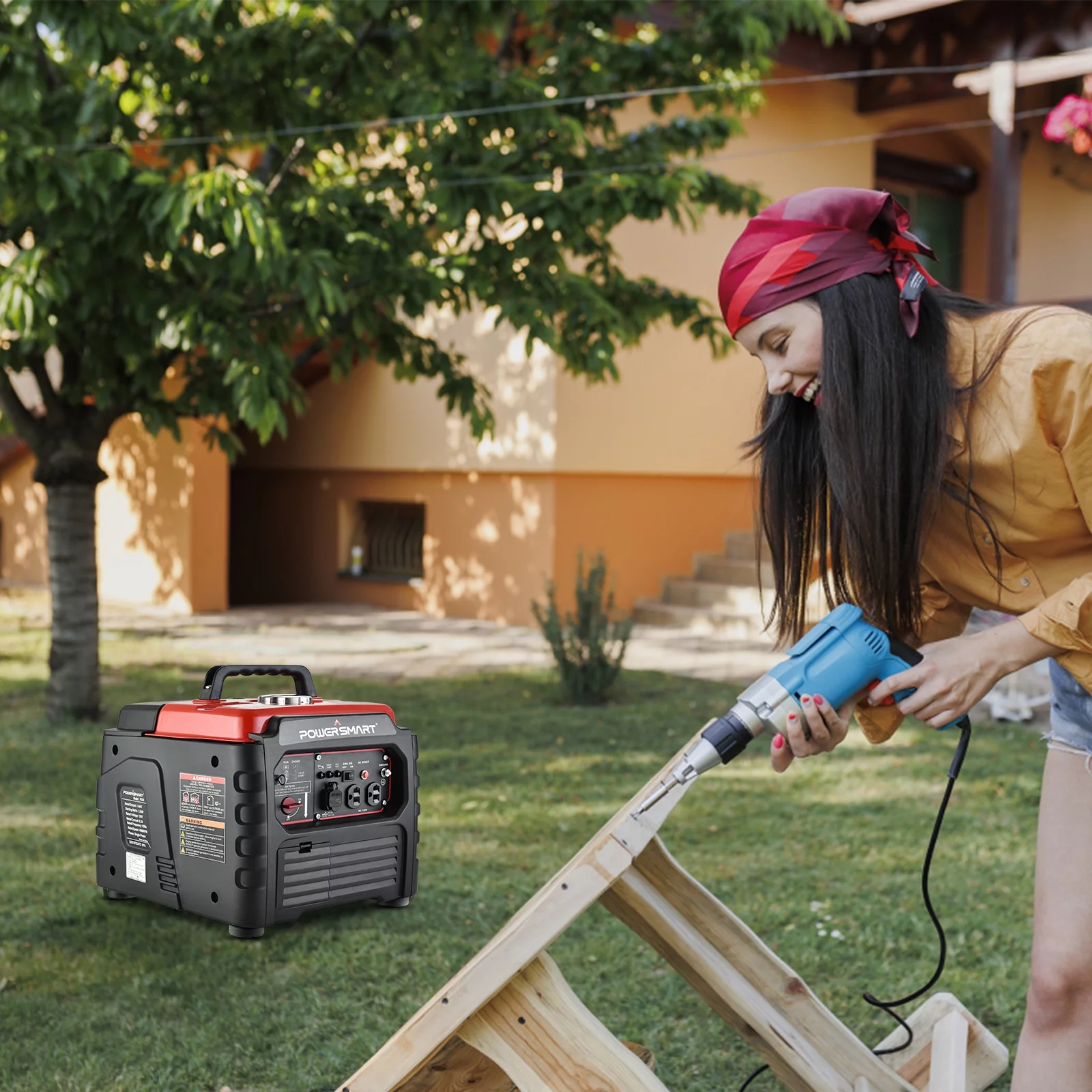 PowerSmart 1500 Watt Portable Gas Power Inverter Generator for Outdoor Camping/Home Use,Low Noise