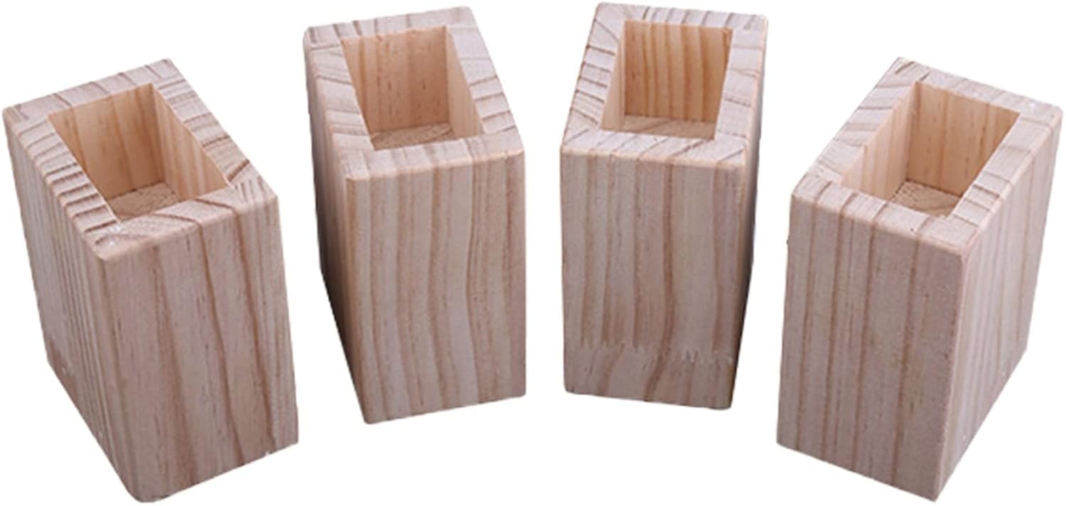 4 Pcs Concave Solid Wood Block Furniture Legs, Bed Riser, Table Riser, Riser Furniture Leg Lifters for Cabinet Legs, Sofa Leg, Table Legs, Desk, Bed(Color:55,Size:5cm/1.97in)