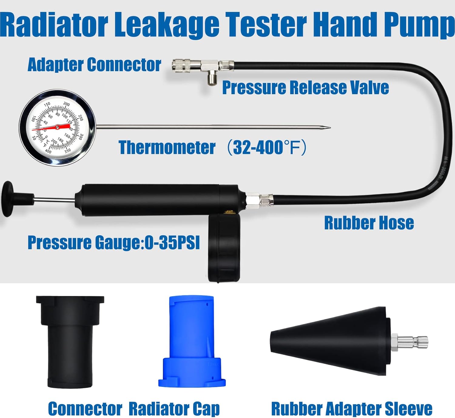AutoWanderer Tool Radiator Pressure Tester Vacuum Refill Tool Kit - 28PCS Coolant System Leak Tester and Pneumatic Purge Fill Set with Adapter Refill for Vehicle
