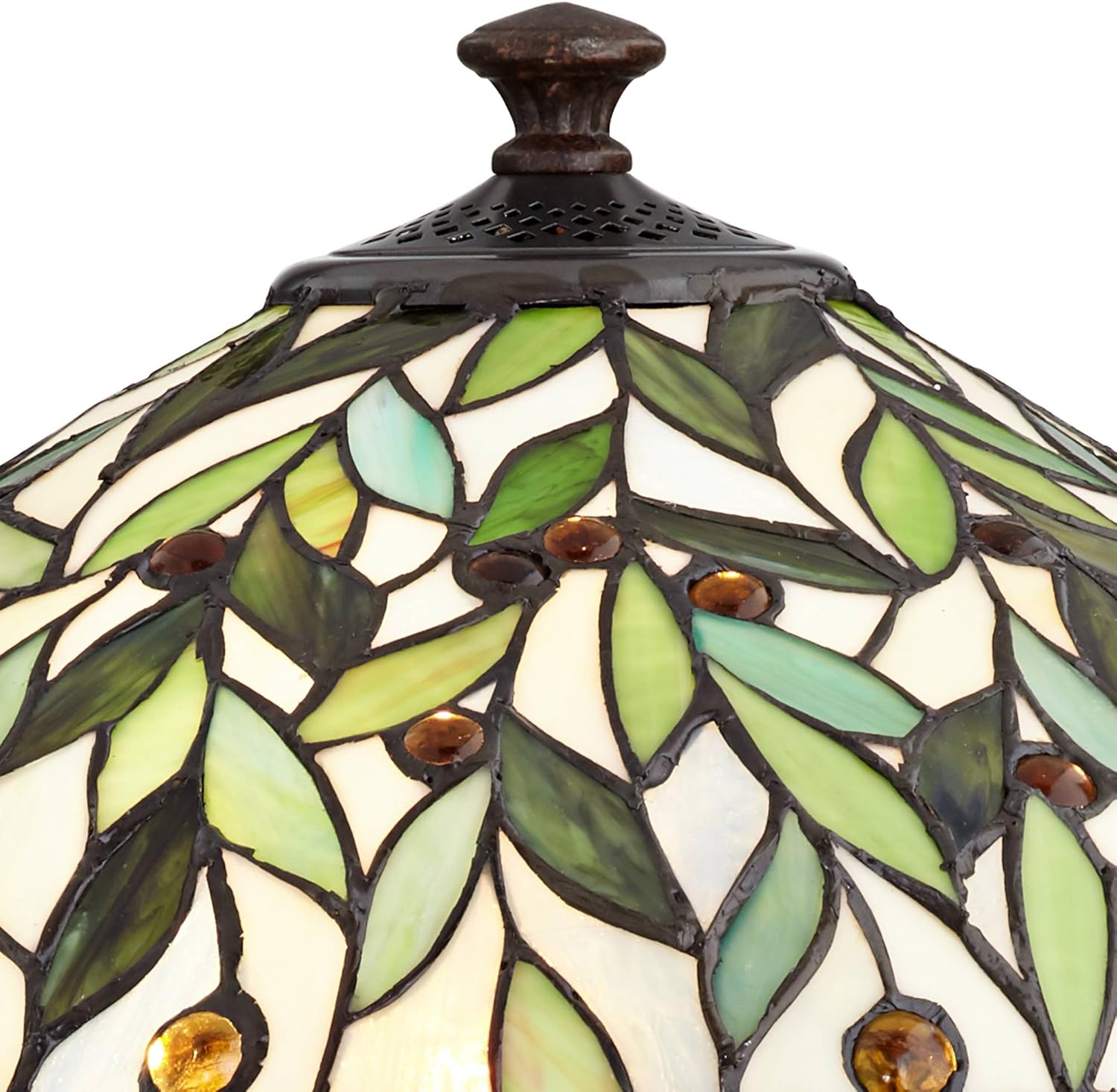 Robert Louis Tiffany Traditional Tiffany Style Table Lamp 26" High Blossoming Bronze Brown Leaf and Vine Antique Glass Shade Decor for Living Room Bedroom House Bedside Nightstand Home Office