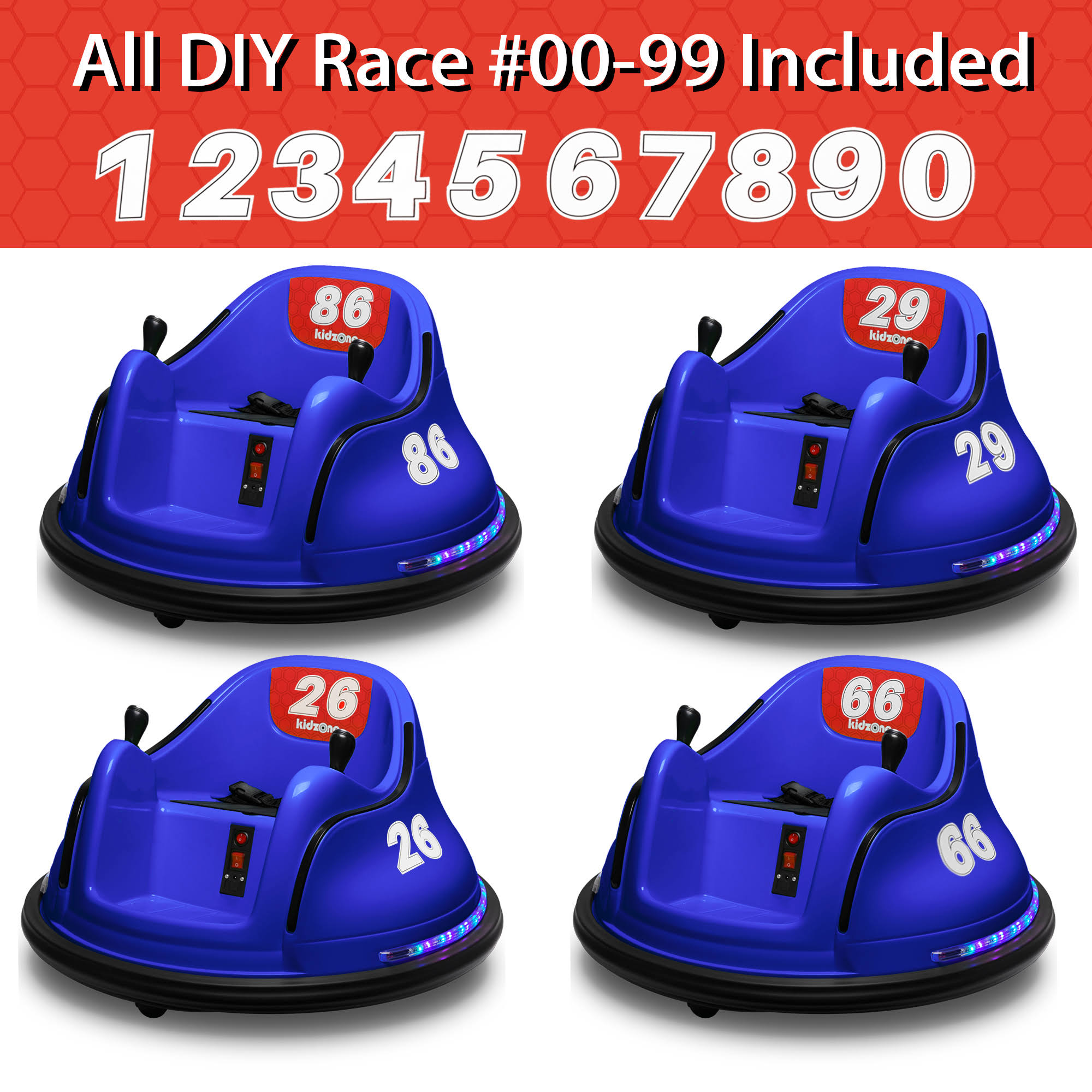 Kidzone Dark Blue Kids Toy Electric Ride on Bumper Car Vehicle Remote Control 360 Spin ASTM-Certified
