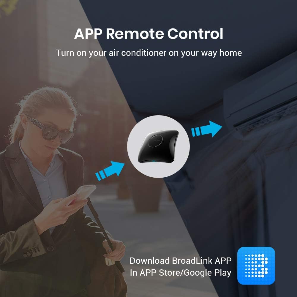 BroadLink RM4 pro Smart IR/RF Remote Control Hub with Sensor Cable-WiFi IR/RF Blaster for Smart Home Automation, TV, Curtain, Shades Remote, Works with Alexa, Google Assistant, IFTTT (RM4 pro S)