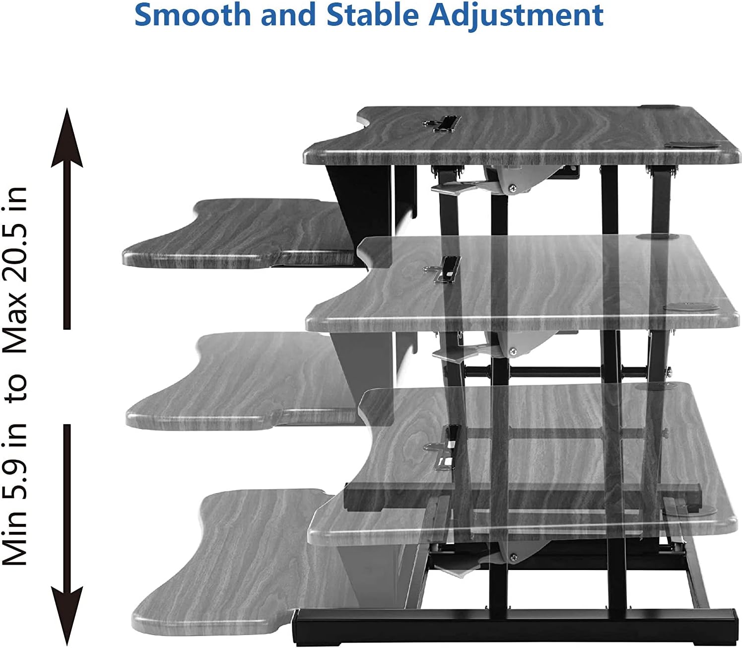 32 Inch Adjustable Height Standing Desk Converter Wide Laptop Riser or Dual Monitor Workstation, Black