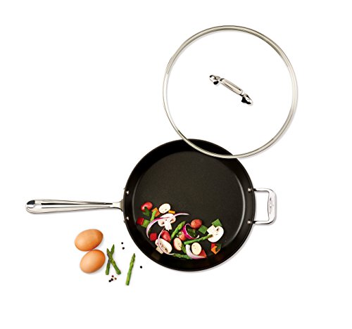 All-Clad HA1 Hard Anodized Nonstick 2 Piece Fry Pan Set 10, 12 Inch Induction Pots and Pans, Cookware Black and HA1 2 Pack 10" & 12" Glass Lid, Clear