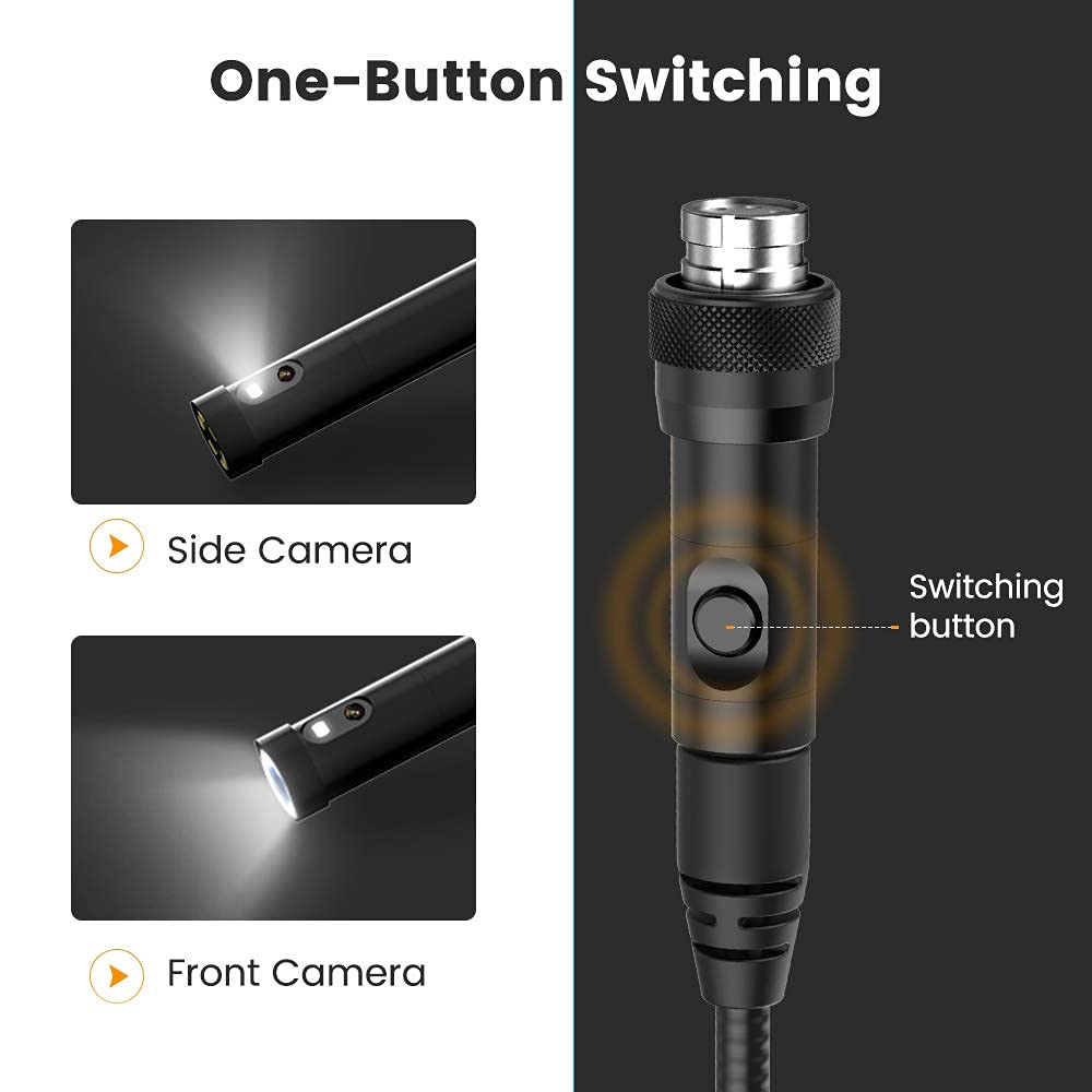 Dual Lens Endoscope Camera, Teslong 5inch IPS Industrial Borescope Inspection Camera with Light, for Automotive HVAC Plumbing, 1080P HD Waterproof Probe, 16.5ft Gooseneck Snake Cable & Tool Case