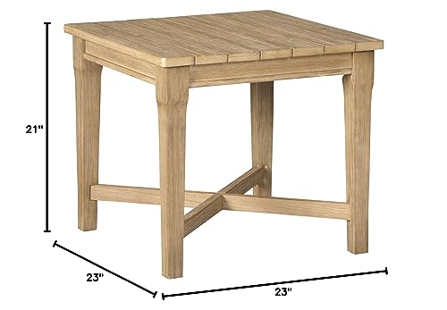 Signature Design by Ashley Carter Hall Outdoor Eucalyptus Patio Sofa with Cushion, Beige