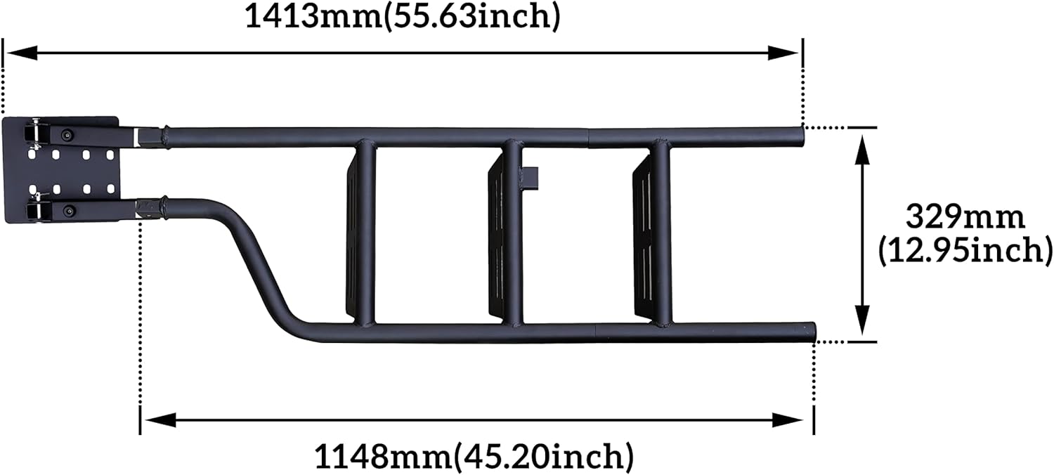 LDETXY Foldable Pickup Truck Tailgate Ladder, Heavy Duty 42" Folding Tailgate Step Ladder with Lock Device Tailgate Ladder for Pickup Truck Universal Accessories Easy Install