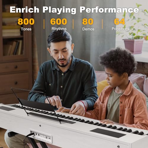 MUSTAR Digital Piano 88 Key Weighted Keyboard Hammer Action, MDP-1200 Weighted Keyboard with Stand, Full Size Electric Piano Keyboard 88 Keys with for Beginners, Portable Case, Sustain Pedal, Black