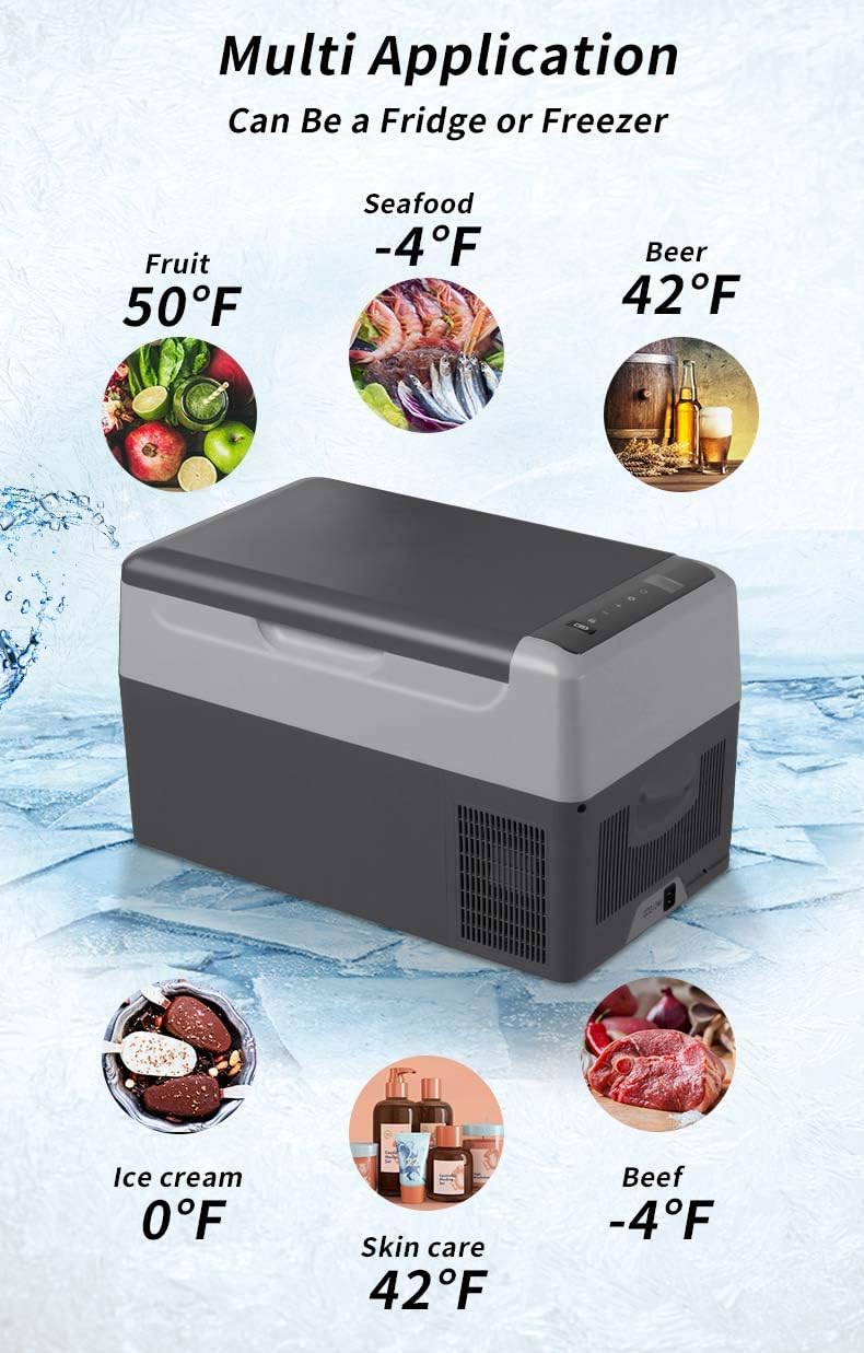 Geckoes 23 Quart Portable Refrigerator Car Fridge Freezer Compact Refrigerator -4°F ~ 68°F - 12V/24V DC and 110V AC