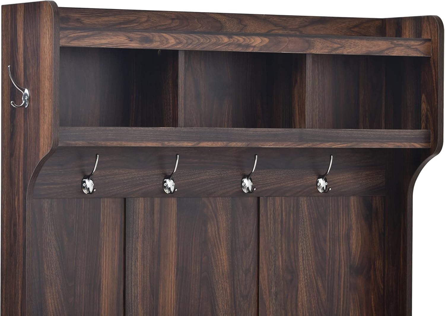 Hall Tree with 6 Hooks, Coat Hanger, Entryway Bench, Storage Bench, 3-in-1 Design, 39.4INCH, for Entrance, Hallway(Tiger)