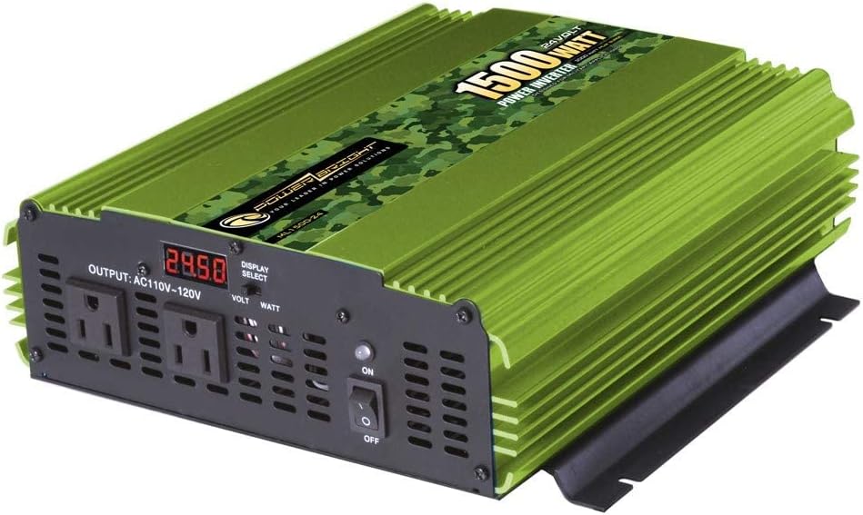 PowerBright 3500 Watt Power Inverter, DC 24V to 120V AC Car Inverter w/ Four AC Outlets, LCD Digital Display & Wireless Remote Control - CE Approved